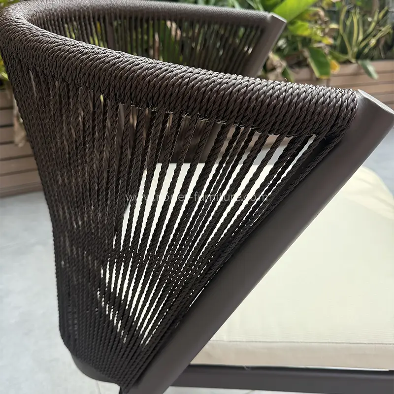 Outdoor Aluminum Frame Hand-Woven Olefin Rope Balcony Set
