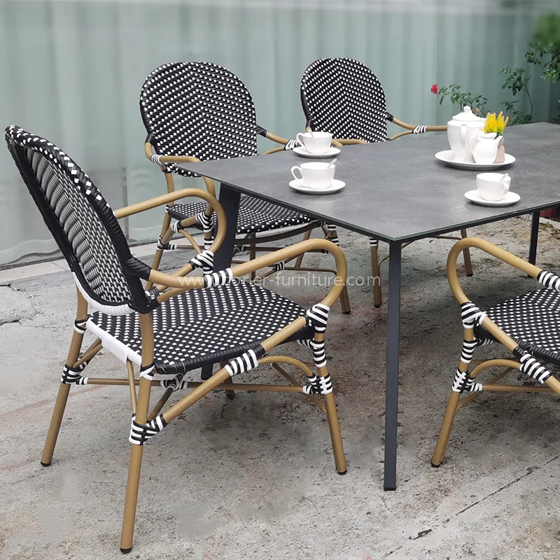 مجموعه ناهار خوری آلومینیوم PE Rattan با دوام ضد آب