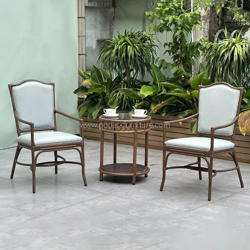 غلات چوب آلومینیومی در فضای باز مجموعه بالکن PE Rattan