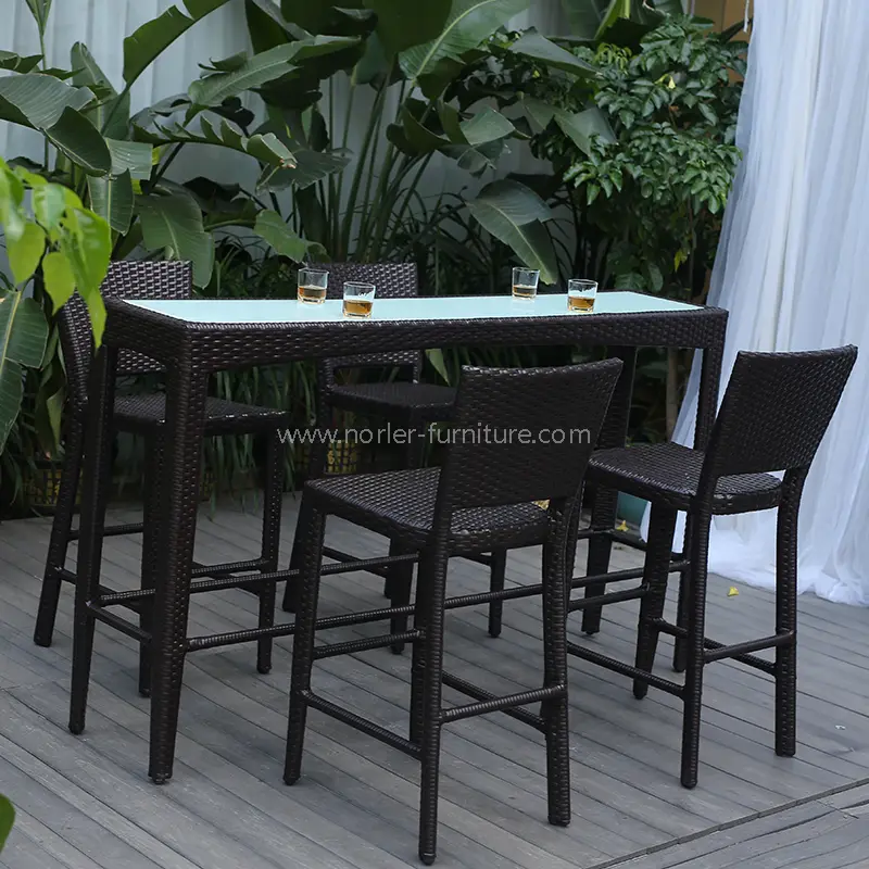 میز و صندلی های نوار بلند در فضای باز Rattan