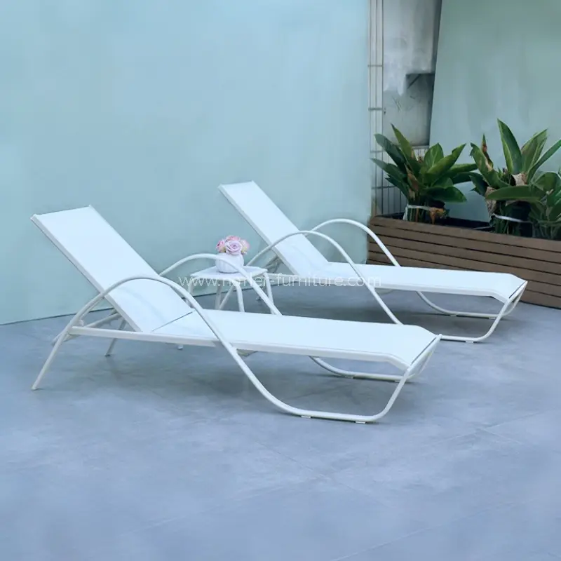 قاب آلومینیومی سفید Textilene Mesh Lounger